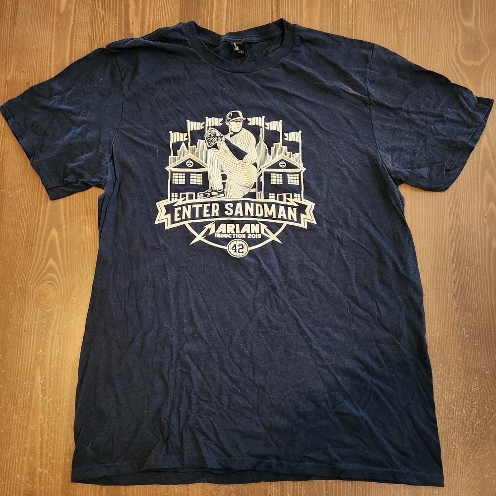 Mens XL Mavy Blue Mariano Rivera T Shirt Enter Sandman #42 HOF Induction 2019